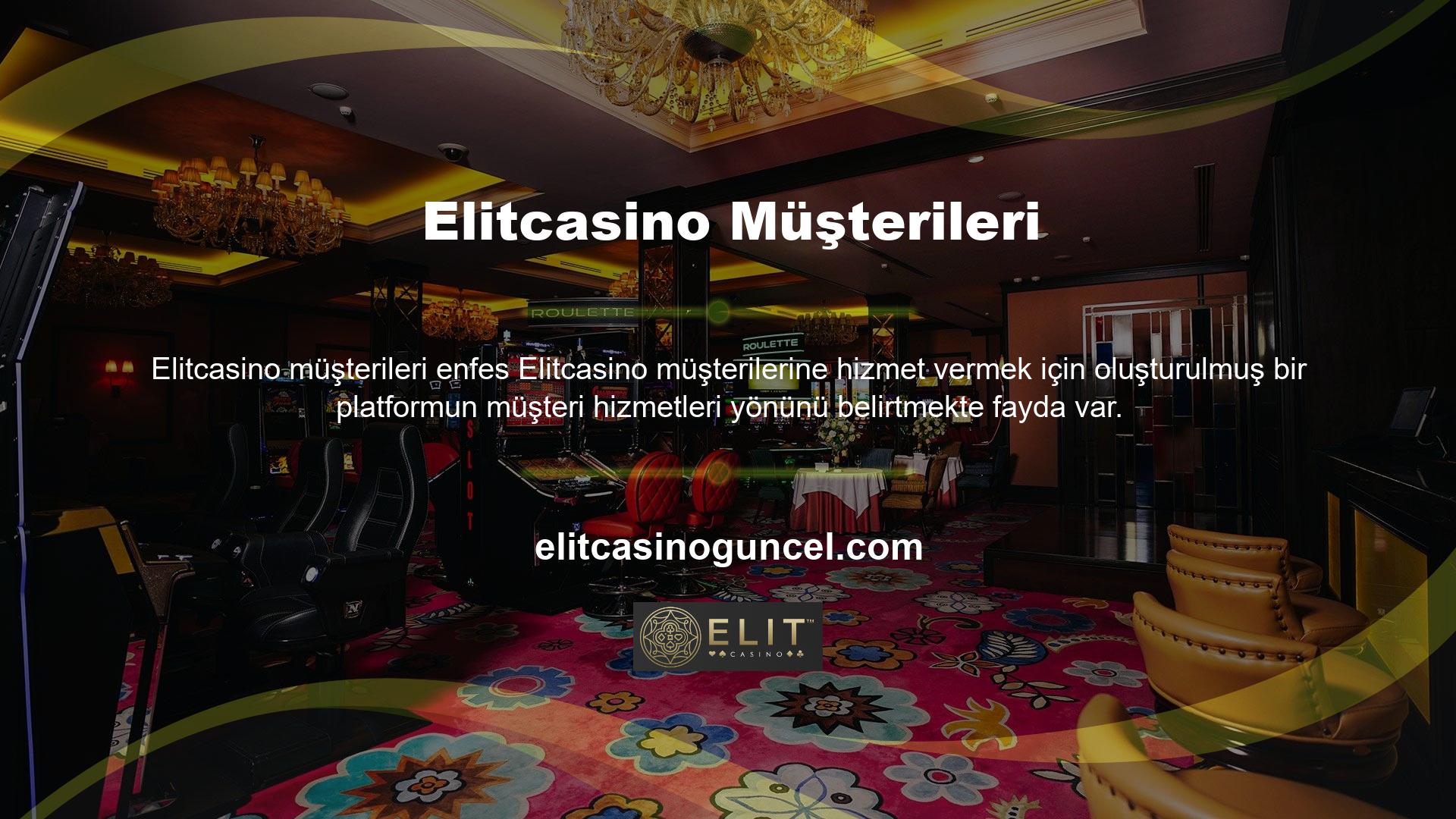 ' Casino World müşteri hizmetleri ekibi tarafından casino tutkunlarına 7/24 destek verilmektedir Türk müşterilerine verdiği önemi artıran ve Türkiye'nin hizmetlerini geliştiren casino dünyası platformundaki teknolojilerden birini kullanarak,Elitcasino müşterilerinin memnuniyetini sağlamak için tasarlanmış bir platformun müşteri hizmetlerini dikkate almaya değer